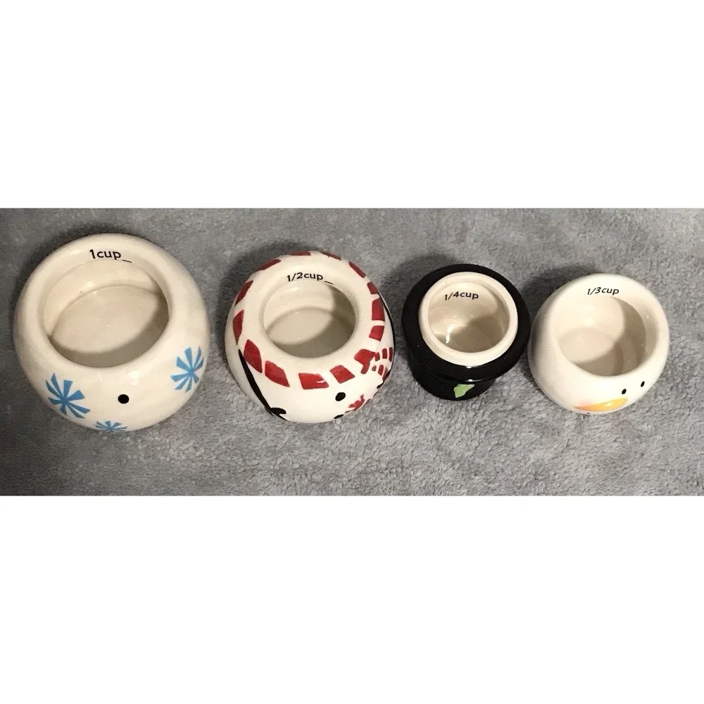 Pier 1 Imports Snowman Stacking 4 Piece Measuring Cup Set Christmas Winter